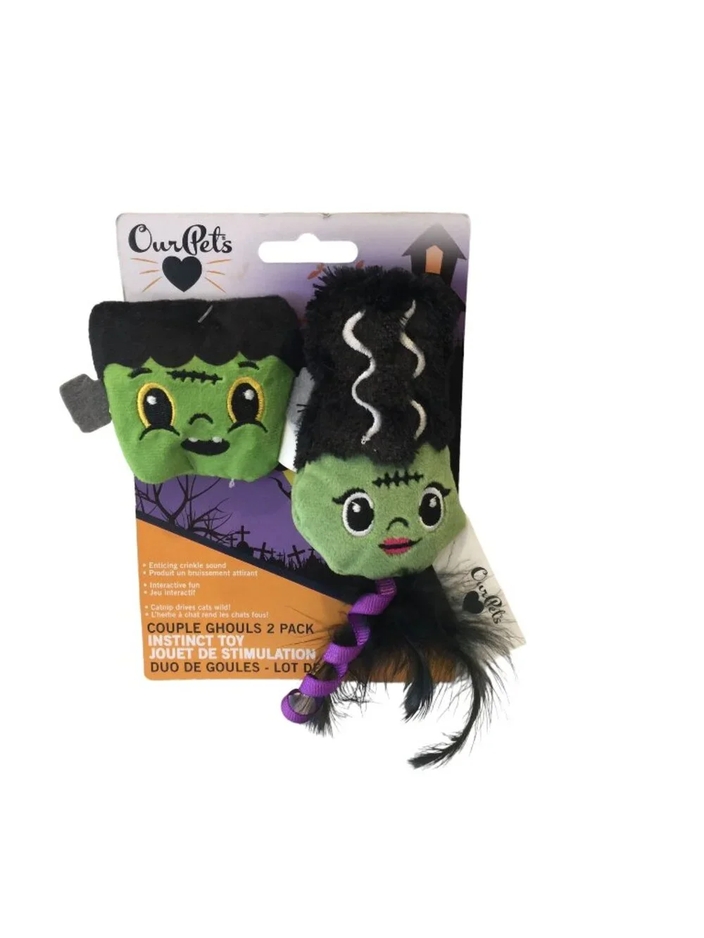 Our Pets Halloween Frankenstein & Mrs Ghouls Couple Crinkle Catnip Set of 2